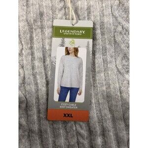 Legendary Outfitters Women's Cozy Cable Knit Sweater, Light Heather Gray, XXL
